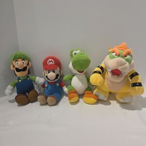 Lot Of 4 Super Mario Plush Mario Luigi Yoshi Bowser 2017 2021 Japanese